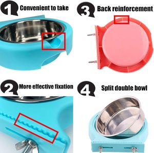 Tigela Removível de Aço Inoxidável para Cães, Tigela Suspensa para Gaiola de Animais de Estimação, Copo para Coelho, Gato, Filhote, Pássaro, Animais Pequenos - Product Image 3