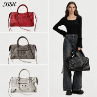 Tas Motor Kulit PU Logo Kustom Ins Sassy Girl French High-End Retro Chic Handheld Pillow Shoulder Crossbody Zipper