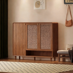 Armoire de rangement européenne moderne à 5 niveaux <span class=keywords><strong>en</strong></span> bois et <span class=keywords><strong>rotin</strong></span> pour chaussures, tiroir, peu encombrant, meubles de maison pour l'entrée et la vie - Product Image 1