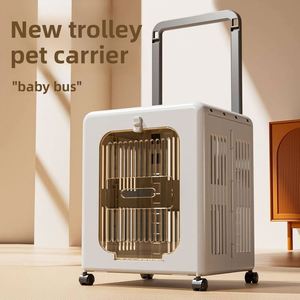 Foldable ABS 4-<b>Wheel</b> Waterproof Pet Cart <b>Suitcase</b> for Cats Dogs Large Capacity Portable Outdoor All-Season Aviation Luggage Case - Product Image 2