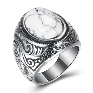 vintage gemstone for men rings stainless steel high end polished luxury custom silver ring