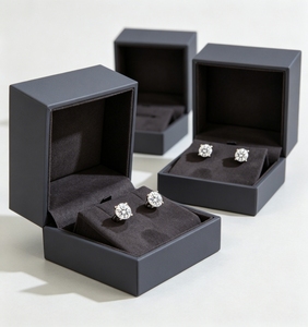 Minimalist Design Earring Hinged Box Custom Logo Branded Jewelry Packaging Case Velvet Earrings Holder Factory Wholesale Price - Product Image 3