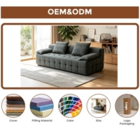 Zeitgenössisches Italienisches Tufted Dreisitzer-Sofa aus Anthrazit-Stoff, Vakuumverpackt, für Villa, Wohnzimmer, Hotel-Lounge