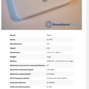 ZTE 5G Pocket WiFi6 U50 Portable Hotspot 5G <b>Router</b> - Product Image 5