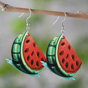 Pendientes de madera fruta sandía limón piña cereza colgante pendientes de doble cara para mujer Uionen 1098 - Product Image 1