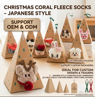 Chaussettes de Noël personnalisées OEM OEKO Tex100 en polaire corail avec broderie 3D mignonne de dessins animés, épaisses, duveteuses et thermiques pour femmes, idéales pour la maison