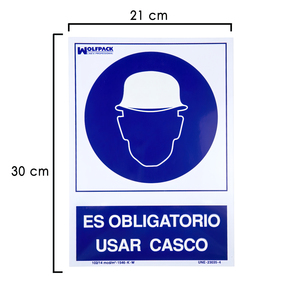 Segnale: Casco obbligatorio 21x 30 (H) cm. - Product Image 1
