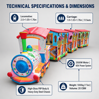 Train électrique pour enfants 13 places en promotion avec lumières LED, musique et effet de fumée, personnalisable pour usage domestique, parcs, centres commerciaux, écoles et excursions