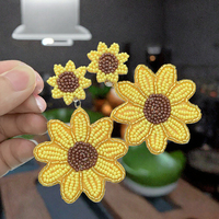 Anting-anting Bunga Daisy Bohemian Segar Musim Panas Ahaya, Bunga Matahari Kuning, Manik-manik Beras Ekstravagan, Perhiasan Gaya Baru untuk Wanita