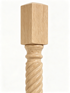 Rustic Solid <b>Wood</b> Staircase Railing Kit Square Newel Post Spiral Balusters <b>Handrail</b> Durable - Product Image 2