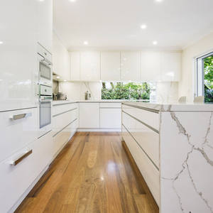 ตู้ครัวเมลามีนเคลือบเงาสีขาวเงาสูงดีไซน์เฟอร์นิเจอร์ห้องครัวทันสมัย - Product Image 2