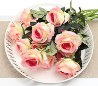 Tissu de couleurs personnalisées, roses de mariage en soie simulant de fausses fleurs, décoration murale de mariage