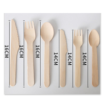 Usine biodégradable écologique logo personnalisé imprimé vaisselle en bois couverts en bois jetables serviette couteau fourchette cuillère ensemble