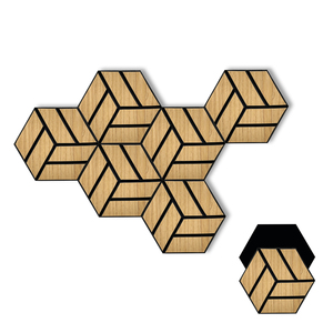 Panel Acústico Hexagonal Ecológico de Chapa de Madera, Panel Acústico de Chapa de Madera con PVC Ignífugo para Hoteles y Hogares - Product Image 1