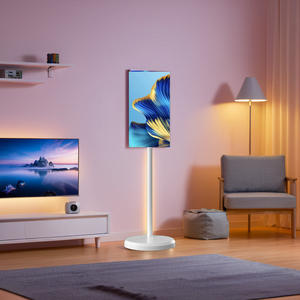Televisor Inteligente Android de 32 Pulgadas, Televisor Portátil con Pantalla Táctil In-Cell, HDTV, para Gimnasio, Juegos, Sala de Estar, Color Blanco, con Ruedas Desmontables - Product Image 1