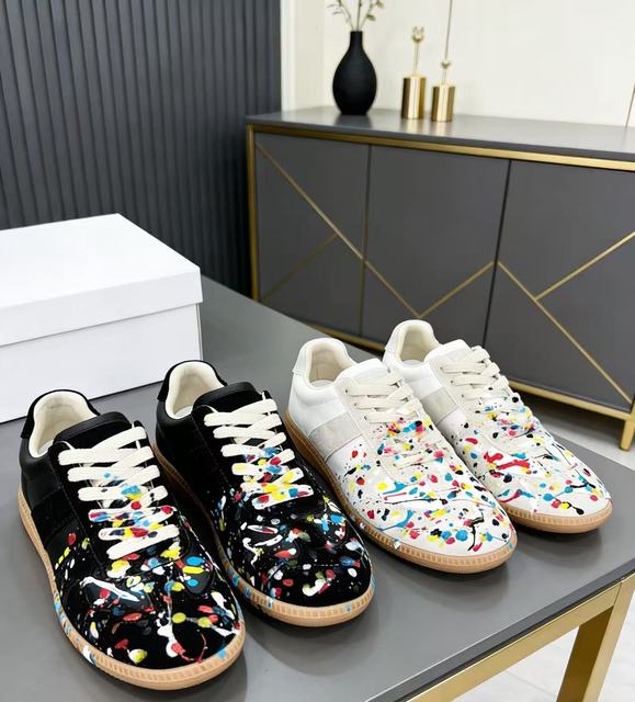 High-end retro style fashion design men's and women's casual shoes black and white graffiti lace-up training sneakers