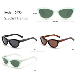 Lunettes de soleil œil de chat pour femmes, monture menthe unie, verres en résine à bord complet, protection anti-UV, adaptées aux visages ovales - Product Image 3