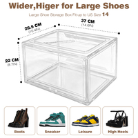 DAYOOH Organisateur de chaussures transparent amélioré, boîte de rangement pliable et empilable en acrylique pour baskets avec couvercle