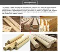 Machine automatique de fabrication de bâtons et de tiges en bois ronds, pour manches de balai, de serpillière et de pelle, machine à arrondir les tiges en bois 500-1000 pièces/h