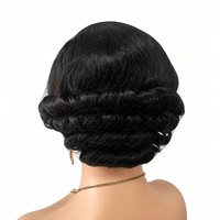 Perruque Lace Front 13x4, Cheveux Humains Courts Bouclés Crépus de 6 Pouces, Coupe Pixie Afro Rétro Bouclée, Perruques Sans Colle pour Femmes Noires