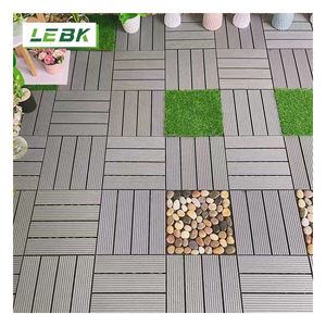Carrelage WPC imperméable à l'eau Revêtement de sol à emboîtement Carrelage de terrasse en bois Base en plastique <span class=keywords><strong>Parquet</strong></span> Decking Extérieur DIY Carreaux de sol 12 '* 12' - Product Image 1