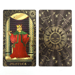 Venta al por mayor de <span class=keywords><strong>tarot</strong></span> holográfico con logotipo de impresión divertido, cartas de <span class=keywords><strong>or</strong></span>áculo, hoja de oro personalizada, bordes dorados, papel, tamaño personalizado, guía - Product Image 5
