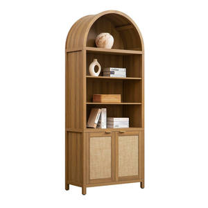 رف كتب مقوس مخصص مع ألواح قابلة للتعديل معززة وباب خزانة - وحدة تخزين وعرض متعددة الأغراض للمطبخ - Product Image 5
