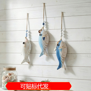 Decoración de Pared de Madera con Forma de Pez Mediterráneo, Azul, Forma Irregular, Decoración para el Hogar, Sala de Estar, Dormitorio, Entrada, Balcón - Product Image 5