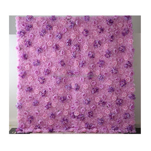 Fondo de flores artificiales para decoración de pared, tela de flores de color rosa y peonía, para venta al por mayor - Product Image 3