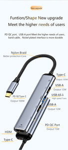 Multifunción 6 en 1 <span class=keywords><strong>HUB</strong></span> <span class=keywords><strong>USB</strong></span> <span class=keywords><strong>C</strong></span> Adaptador multipuerto HDMI 4K 60Hz 4 <span class=keywords><strong>USB</strong></span> 3,0 <span class=keywords><strong>Hub</strong></span> 3,5 MM AUX 11 Port Dock Station para Laptop Splitter - Product Image 3