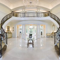 Modernes Design Kommerzielle Villa Innen-Metallwendeltreppe mit Massivholz-Glasgeländer Umweltfreundliche Gusseisen-Konstruktion