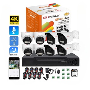Bộ camera 8 kênh cao cấp, được đánh giá cao, 4K 3MP, quay màu 24 giờ, âm thanh, 4 camera ngoài trời, 4 camera trong nhà, 1TB, giám sát từ xa qua mạng, hệ thống camera analog - Product Image 1