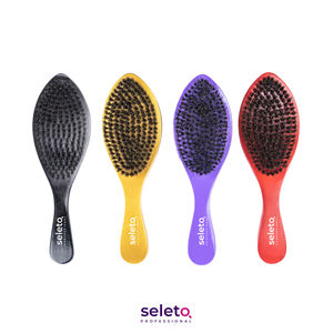 Brosse à cheveux pour barbier, accessoire, peigne <span class=keywords><strong>AFRO</strong></span>, manche en bois, poils de sanglier naturel, doux, coiffure, barbier - Product Image 6