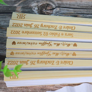 カスタム日付名ロゴウェディングファンギフトポータブル中国竹ハンドファン絵画ホワイトカラーシルクホールド折りたたみ紙ファン - Product Image 2