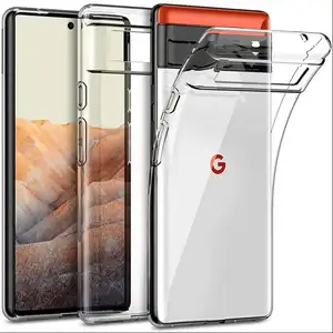 Casing Ponsel Bening Silikon Penutup Belakang, untuk Google Pixel 6 Pro 6A 4 5 4A 5A Ultra Ramping Lembut Transparan TPU Tahan Guncangan