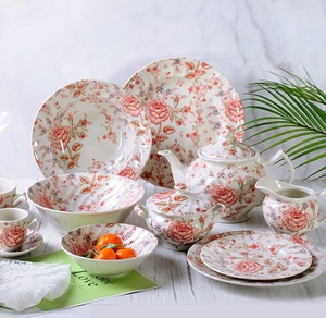 JBS Plate Dinner Set Red Pattern Ceramic Rose <b>Brown</b> <b>Box</b> Vintage Dinnerware Sets Giveaways Western Porcelain Dinner Set 64 Pieces - Product Image 1