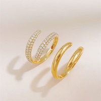Anello da donna a fascia larga multistrato intrecciato e fluido in oro giallo 18K con diamanti da laboratorio, anello di fidanzamento