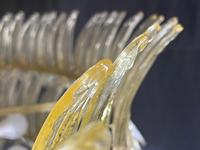 Lustre moderne de luxe en verre de Murano en forme de feuille, lampe suspendue à plusieurs niveaux de style Art Déco pour plafond haut, hall d'entrée, salon, éclairage intérieur