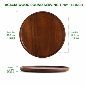 Vassoio di Servizio Ecologico in Legno di Acacia Massiccio con Manici e Bordo Rialzato per Cucina, Colazione, Tè, Caffè, Ideale come Regalo - Product Image 5