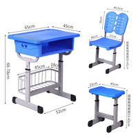 Bureau et chaise individuels RSD modernes en plastique, réglables en hauteur, écologiques et durables, pour la maternelle jusqu'au lycée