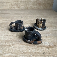 STONEKOCC Tasses à café et ensemble de tasses à expresso de luxe en marbre naturel noir Portoro 100% avec logo personnalisé, créatif pour la maison et les cadeaux