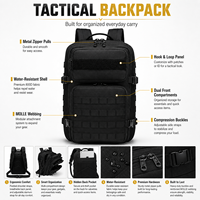 Sac à dos tactique pour hommes et femmes, 35L, sac d'assaut extérieur avec grande capacité, fermeture éclair étanche et porte-bouteille