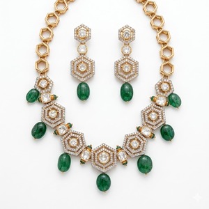 Parure de bijoux de luxe en argent 925 pour femme, avec moissanite, style indien traditionnel, pour mariage, fête ou cadeau - Product Image 1