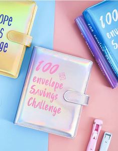 100 Envelopes Money Saving Challenge Binders A5 Pu Leather Budget Loose <b>Leaf</b> Design - Product Image 3