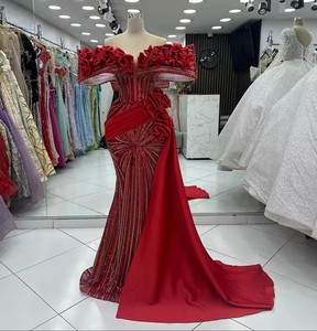 2025 vestido <span class=keywords><strong>de</strong></span> novia <span class=keywords><strong>de</strong></span> sirena africano multicolor personalizado con cuentas <span class=keywords><strong>de</strong></span> encaje Aso Ebi vestido <span class=keywords><strong>de</strong></span> <span class=keywords><strong>fiesta</strong></span> fuera del hombro vestido <span class=keywords><strong>de</strong></span> noche Formal - Product Image 2