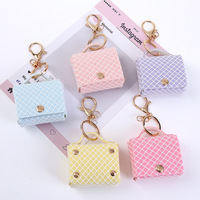 Nouveau style mini sac à main porte-clés en cuir PU, étui pour écouteurs, mini sac de rangement, pendentif pour sac à dos pour écouteurs Bluetooth, idéal pour un cadeau