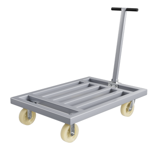 उच्च गुणवत्ता वाले धातु प्लेटफॉर्म ट्रक 90*60 सेमी स्टील पाइप वेल्डिंग 4 व्हील हैंड कार्ट स्टील फोल्डिंग प्लेटफॉर्म ट्रॉली 500 किलोग्राम - Product Image 2