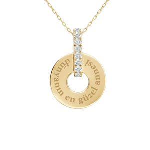 Ciondolo a Disco Donut con <span class=keywords><strong>Pietre</strong></span> CZ in Acciaio Inossidabile 316L, Charm Circolare Cavo, Gioiello Delicato per Collana da Donna, Base Vuota per Incisione - Product Image 4