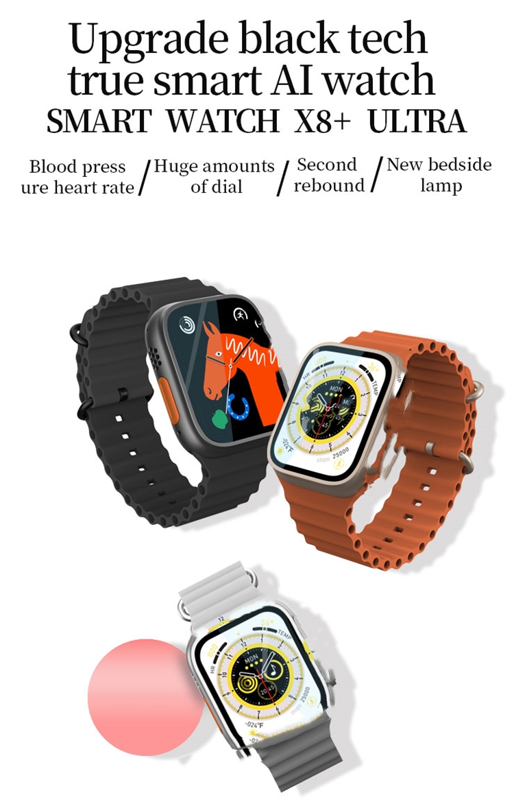 X8+Ultra Smart Watch Series 8 NFC Display Wireless Charging Body Temperature Smartwatch Reloj Inteligente X8 PLUS Ultra seri 8