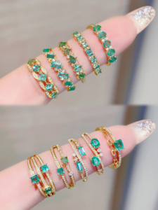 แหวนเพชรพลอยมรกตทองคำ 18K ยี่ห้อซินฟลาย สไตล์คลาสสิก เหมาะสำหรับงานแต่งงานและงานปาร์ตี้ - Product Image 5